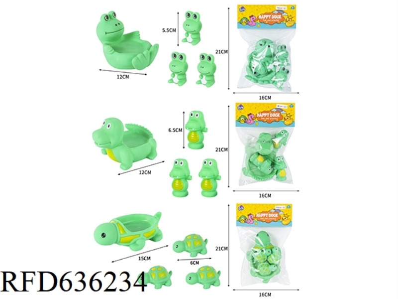 SWIMMING ANIMALS CYAN 1 BIG DRAG 3 SMALL FROG CROCODILE TURTLE