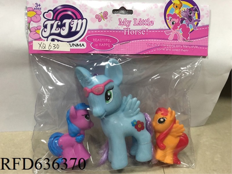GLASSES HORSE + TWO CONJOINED HORSES