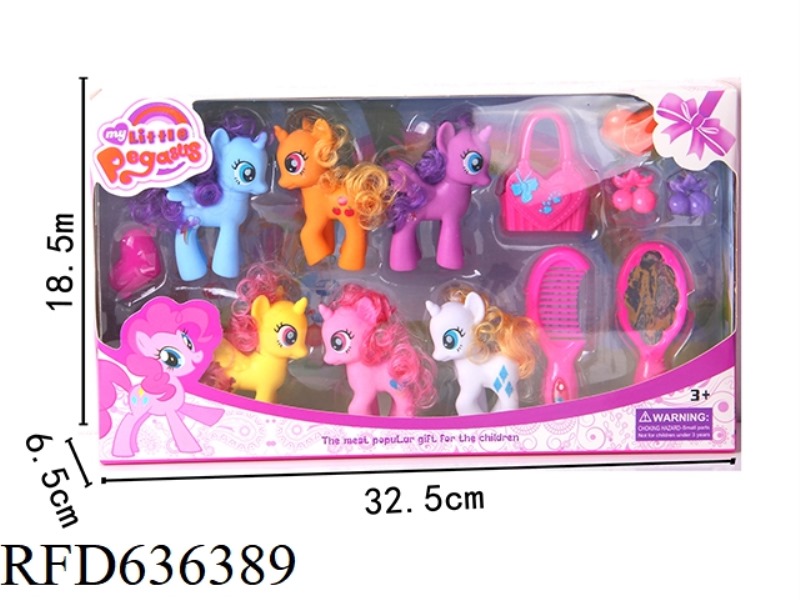 SIX PONIES + COMB + MIRROR + BAG,