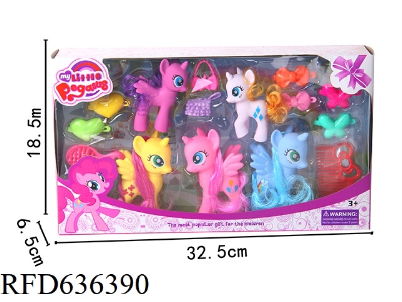 FIVE HORSES WITH COMB BAG BLISTER