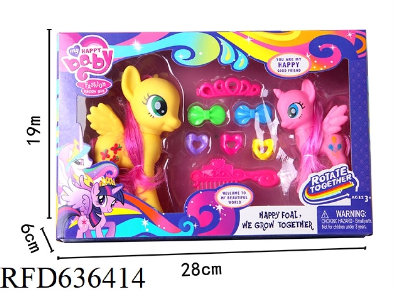 TWO HORSES WITH A COMB AND CLIP COMB