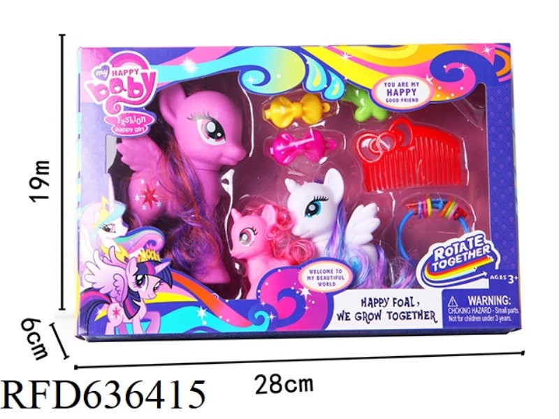 THREE HORSES + BRACELET + COMB + CLIP