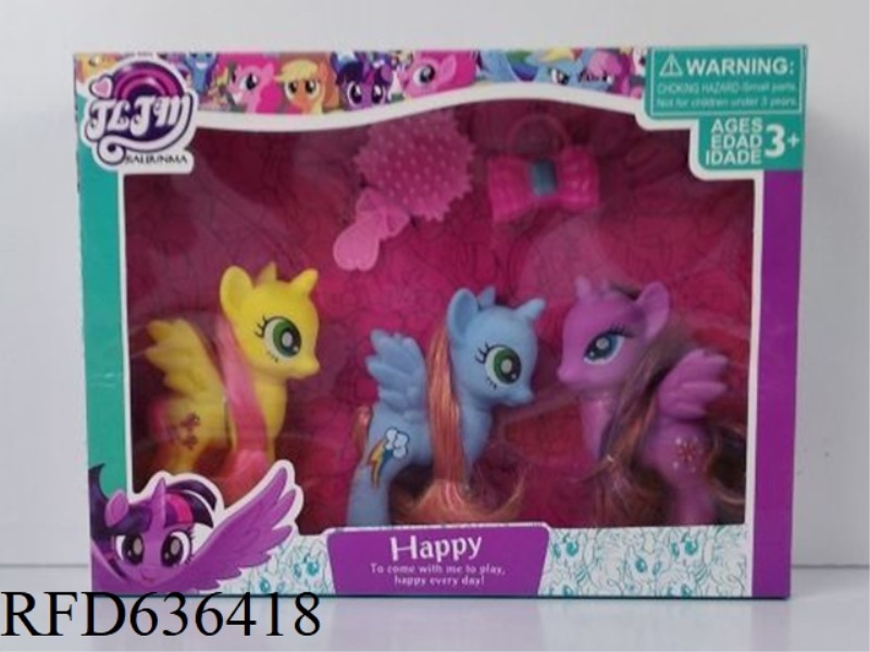 THREE HORSES + COMB + BAG