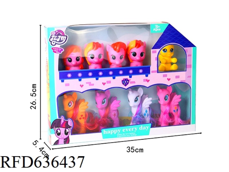 4 BIG HORSES +1 SITTING HORSE +4 NUMBER 3 HORSES