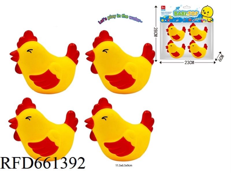 RUBBER SWIMMING ANIMAL BIG ROOSTER 4 SETS