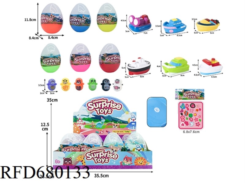 RUBBER-LINED SIMULATED SHIPS, SUBMARINES, SPEEDBOATS + UNTOPPLING DOLLS + SELF-ADHESIVE LABELS