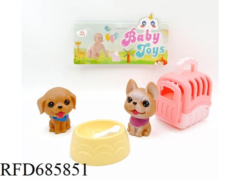 RUBBER LARGE DOG CAGE SET WITH BB WHISTLE (6-STYLE LARGE DOG / 12-COLOR MIXED SET)
