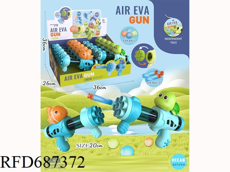 VINYL CLOWN FISH AND TURTLE MINI DUAL USE AIR POWERED GUN (3 BALLS, 2 EVA BULLETS) 10 PIECES/BOX SOF