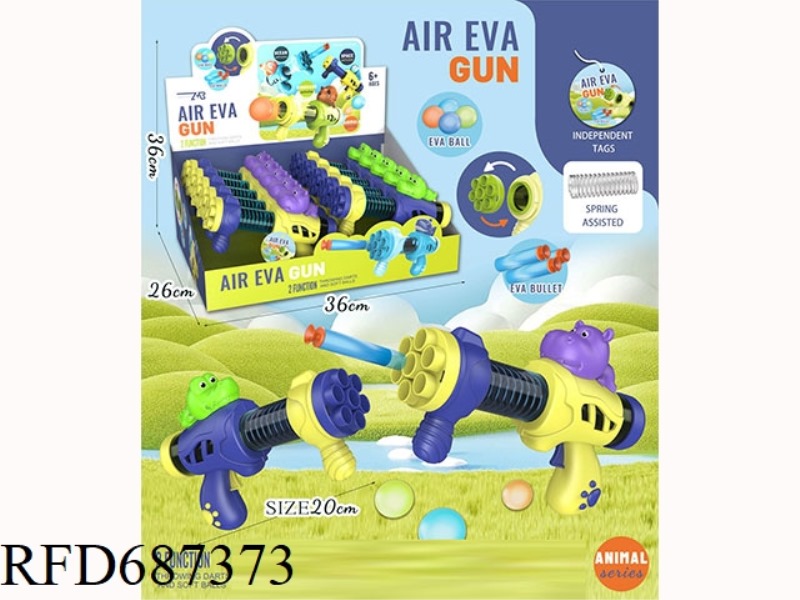 VINYL CROCODILE AND HIPPO MINI SPRING DUAL PURPOSE AIR POWERED GUN (3 BALLS, 2 EVA BULLETS) 10 PIECE