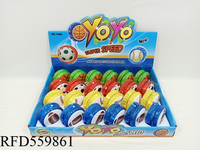 FOUR SPORTS BALL LIGHTS YOYO (DISPLAY BOX / 24)