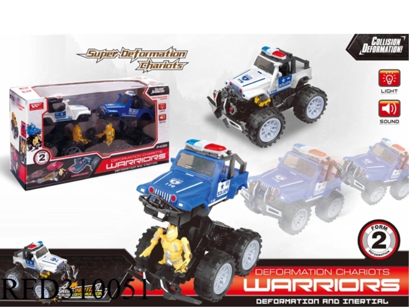 FRICTION CRASH TRANSFORMATION FIGHT POLICE CAR 2PCS