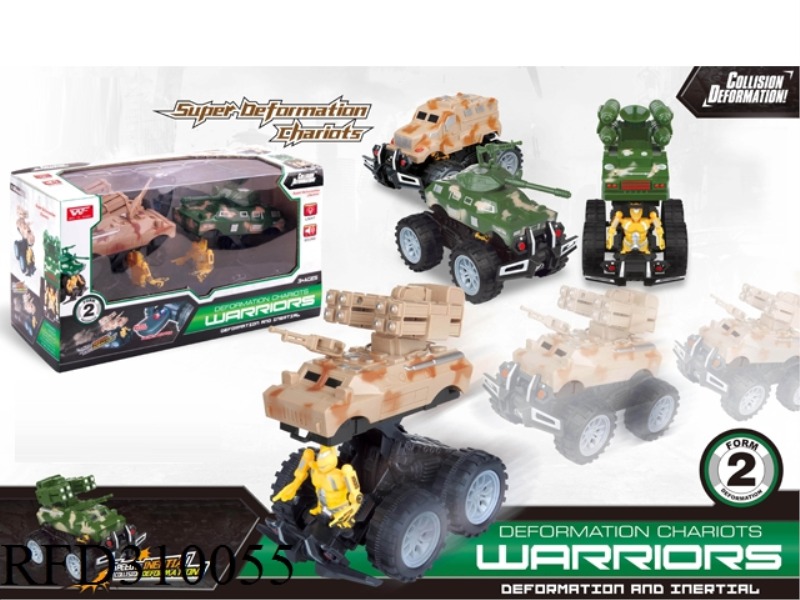 FRICTION CRASH TRANSFORMATION FIGHT MILITARY CAR 2PCS