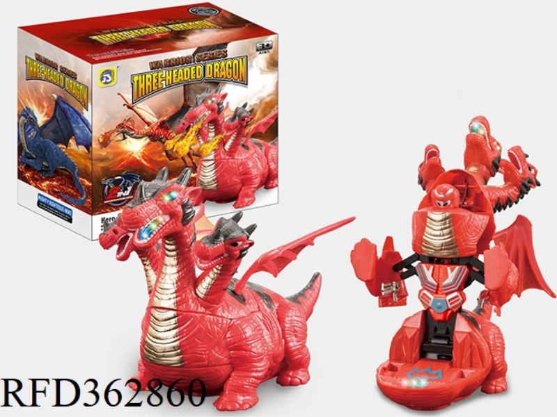 ELECTRIC UNIVERSAL DEFORMATION THREE-HEADED FIRE DRAGON (LIGHT AND MUSIC)