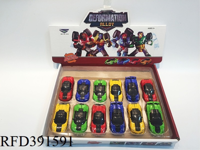 1:64 FOUR MIXED MANUAL DEFORMATION VEHICLES 12PCS