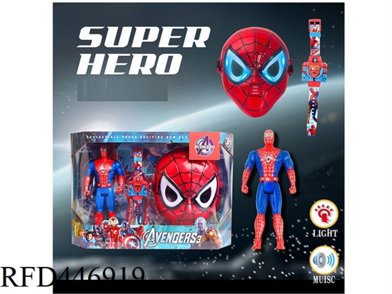 SPIDER MAN DOLL WITH MUSIC, LIGHT MASK AND DEFORMATION WATCH