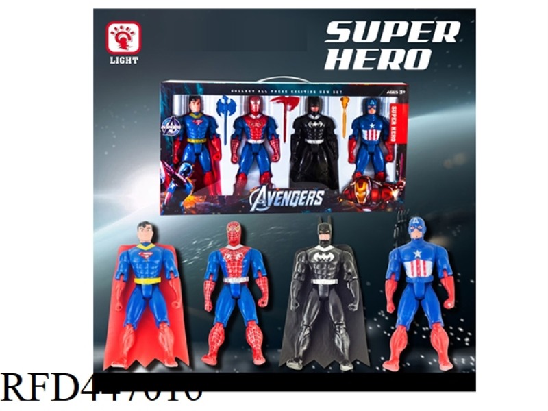 4 FLASH HERO LEAGUE DOLLS EQUIPPED WITH WEAPONS