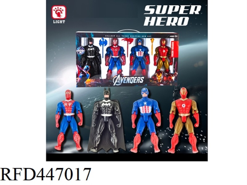 4 FLASH HERO LEAGUE DOLLS EQUIPPED WITH WEAPONS