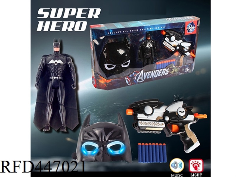 BATMAN DOLL LIGHT MUSIC MASK WITH SOFT BULLET GUN