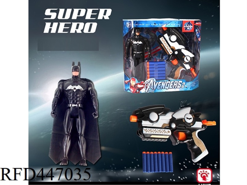 BATMAN DOLL WITH SOFT BULLET GUN