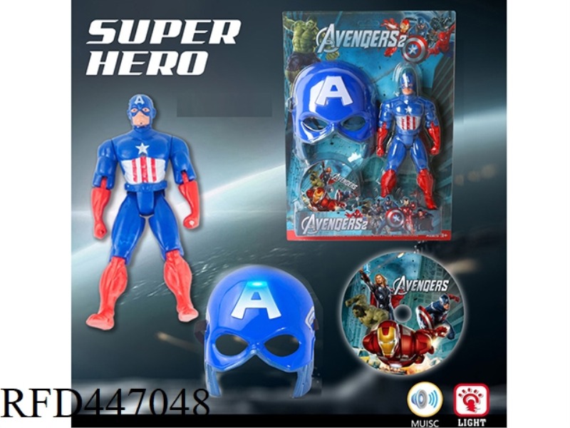AMERICAN CAPTAIN DOLL WITH MUSIC, LIGHT MASK AND CD