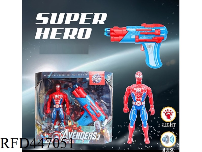 SPIDER MAN DOLL WITH LIGHT AND MUSIC GUN