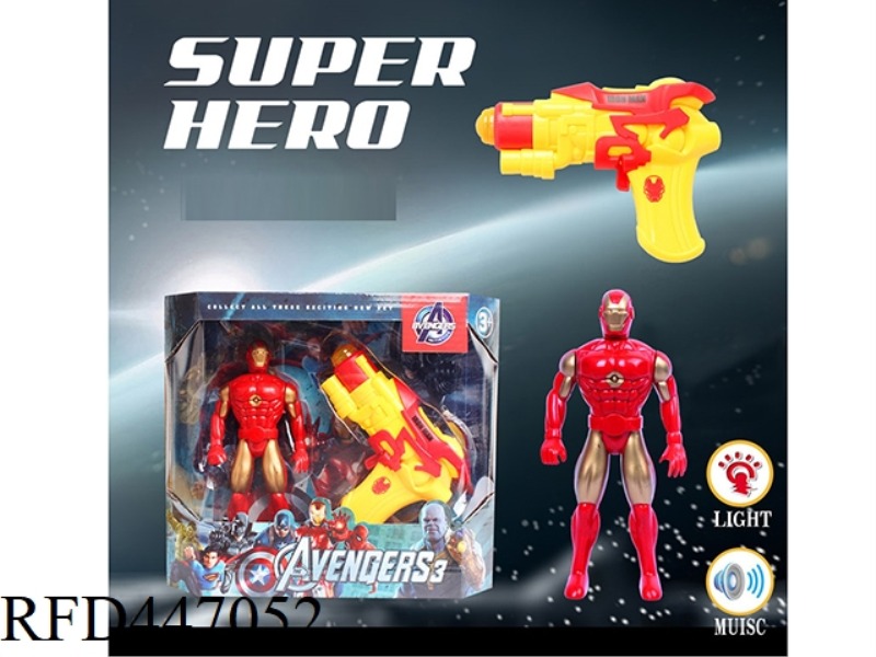 IRON MAN DOLL WITH LIGHT AND MUSIC GUN