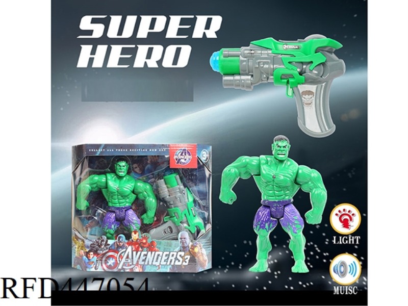 HULK DOLL WITH LIGHT AND MUSIC GUN