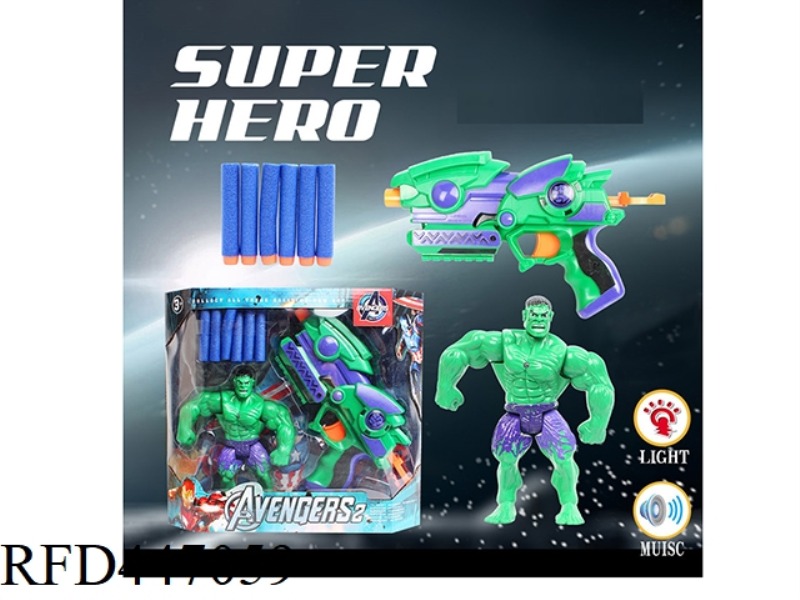 HULK DOLL WITH SOFT BULLET GUN