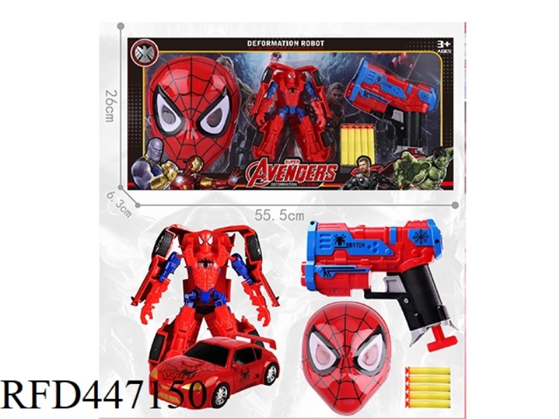 SPIDER-MAN TRANSFORM WITH MASK AND SOFT GUN
