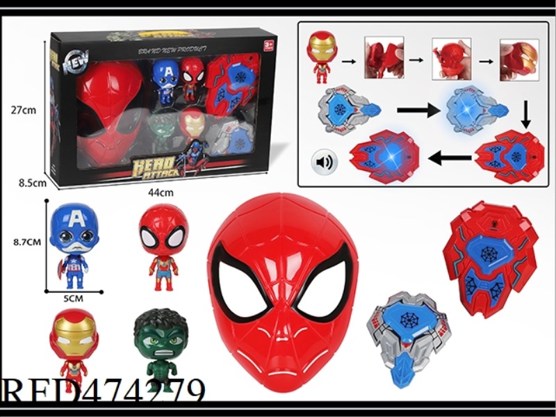 SPIDER-MAN MASK WITH LIGHTING VOICE SHIELD + DETACHABLE DOLL