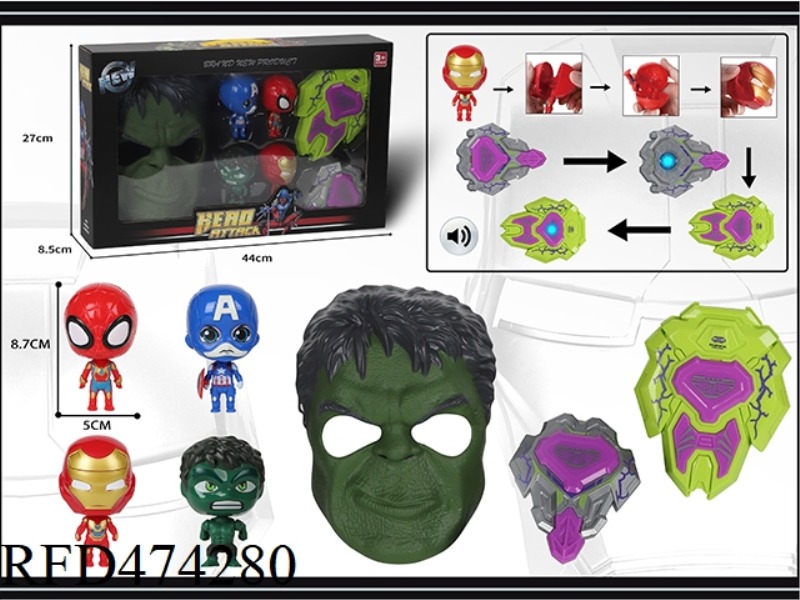 HULK MASK WITH LIGHTING VOICE SHIELD + DETACHABLE DOLL