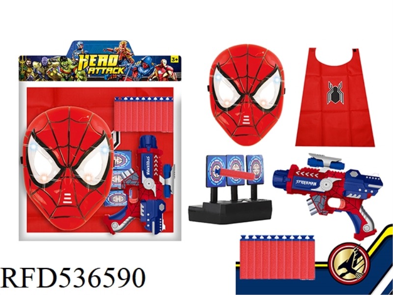 SPIDER LIGHT MASK WITH PROJECTION SOFT BULLET GUN + DART TARGET + CAPE