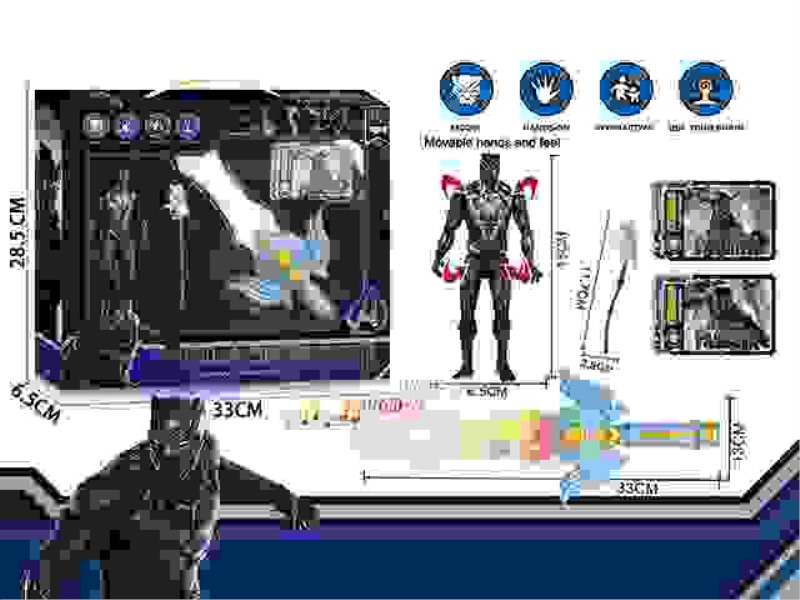 PANTHER LIGHTSABER SET (WITH MOVABLE JOINTS AND LIGHTS, WITH TWO CARDS)
