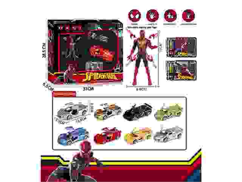 SPIDER-MAN WARRIOR SPORTS CAR SET (THE JOINTS OF THE CHARACTERS CAN BE MOVED WITH LIGHTS, AND THE WA