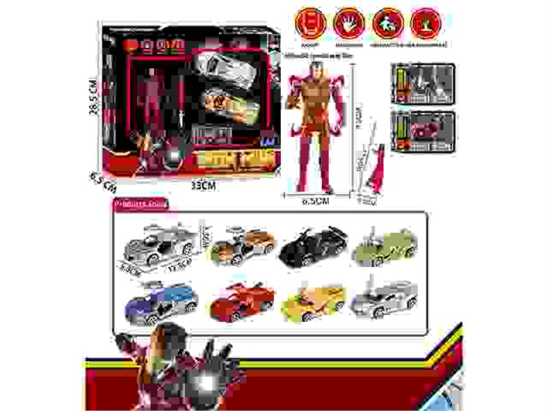 IRON MAN WARRIOR SPORTS CAR SET (THE JOINTS OF THE CHARACTERS CAN BE MOVED WITH LIGHTS, AND THE WARR