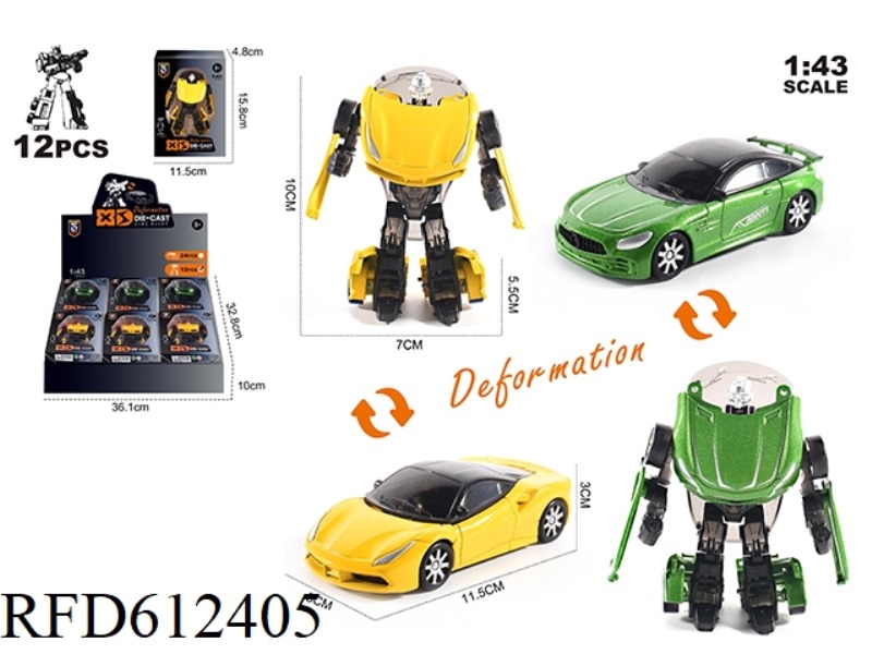 1:43 DIE-CAST ZINC ALLOY MERCEDES-BENZ/FERRARI 488 DEFORMATION ROBOT MODEL 12PCS