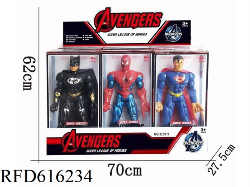 Spider-Man Batman Superman 43cm with lighting music 9PCS