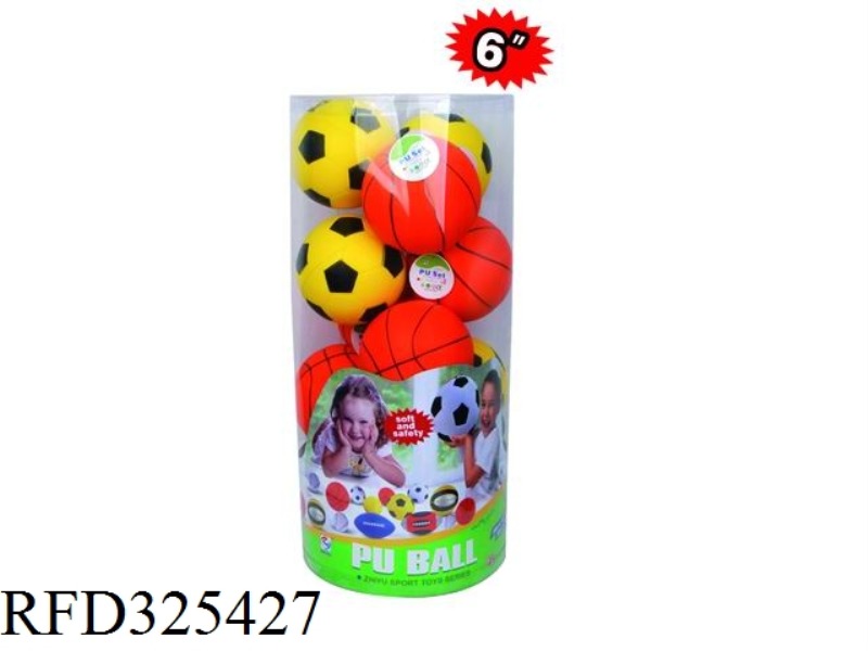 6-INCH PU BALL FOOT/BASKETBALL (12PCS/PVC BUCKET)