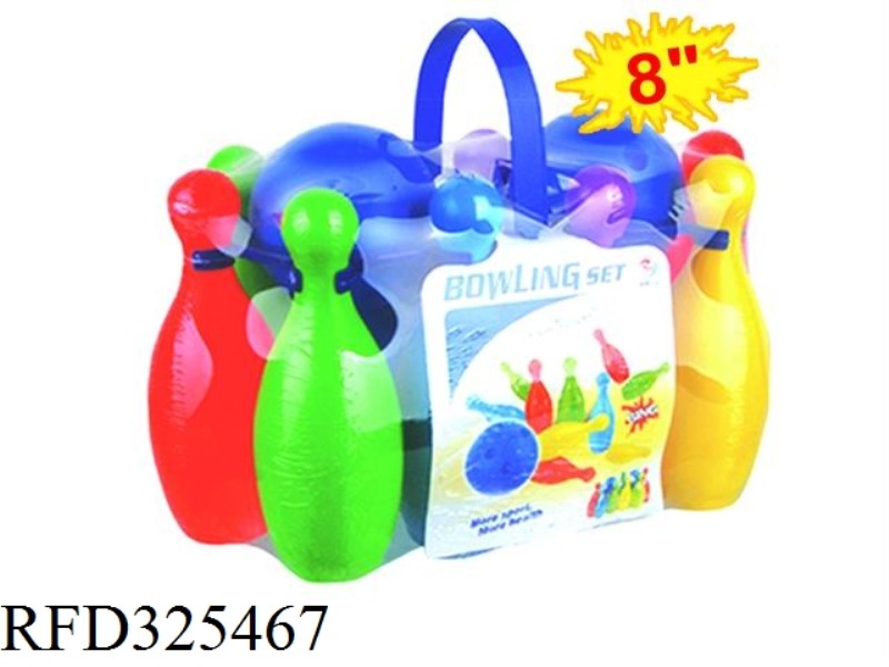 8-INCH BOWLING BALLS IN 10 BOTTLES