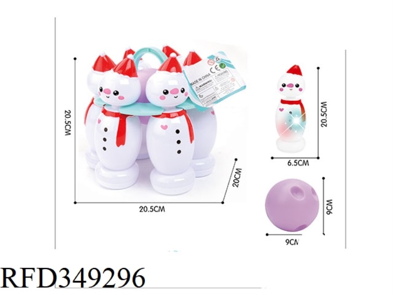 6 LIGHT BOTTLE 1 BALL PVC BOWLING (SNOWMAN)