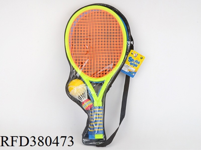 BACK POCKET EVA HANDLE BIG PLASTIC RACKET WITH 1PU+1 FEATHERS