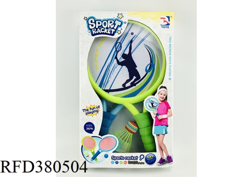 SPORTS HANDLE WITH PLASTIC CLOTH RACKET