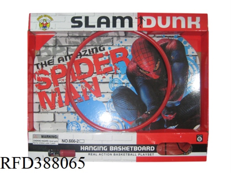 47*39CM HANGING IRON FRAME WOODEN SPIDERMAN BASKETBALL BOARD