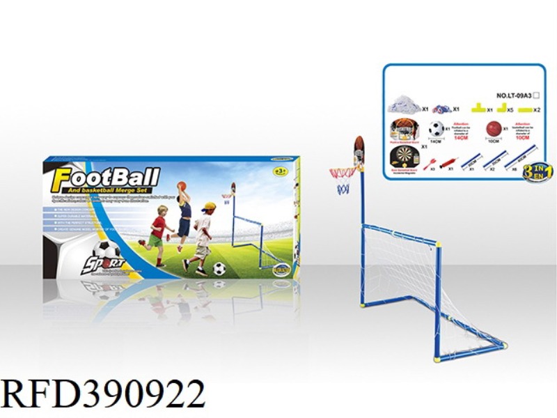 3 IN 1 FOOTBALL GOAL + BASKETBALL BOARD TARGET + 14 CM FOOTBALL