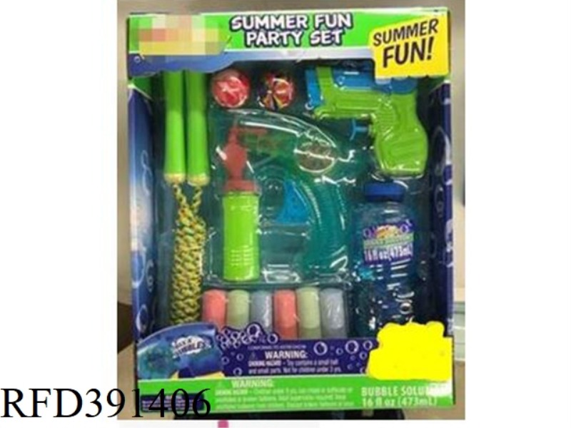 7 FEET SKIPPING ROPE (ELECTRIC BUBBLE GUN-WITH 2 BOTTLES OF BUBBLE WATER SMALL WATER GUN-6PCS CHALK)
