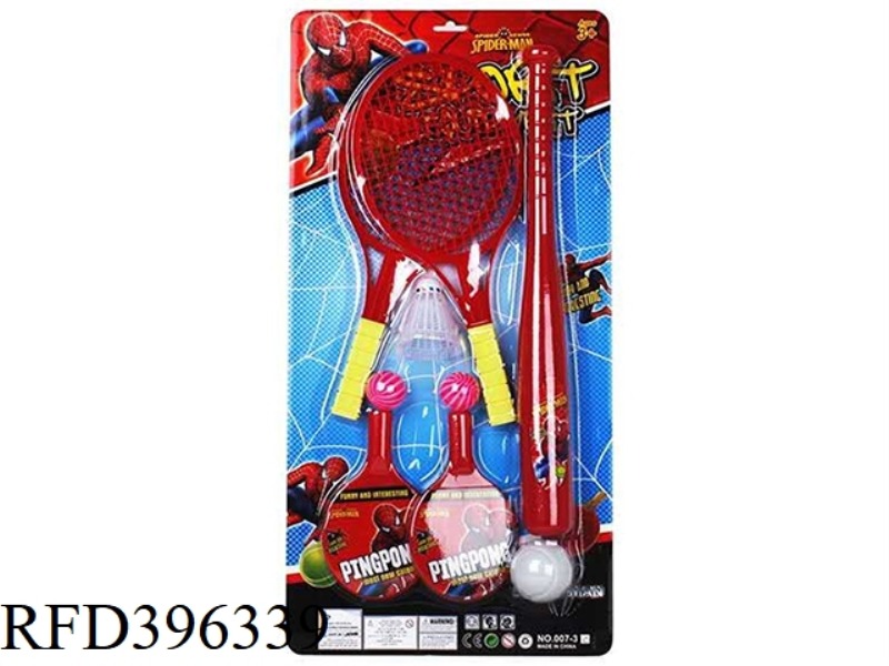 SPIDERMAN BASEBALL + RACKET + TABLE TENNIS RACKET 3 IN 1