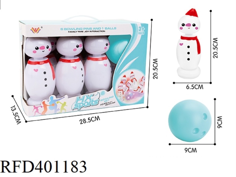 6 BOTTLES 1 BALL PVC BOWLING BALL (SNOWMAN)