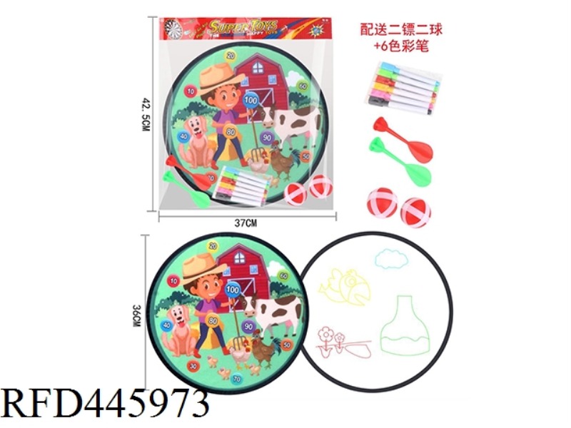 TWO IN ONE DRAWING BOARD DART TARGET (DIAMETER 36CM)