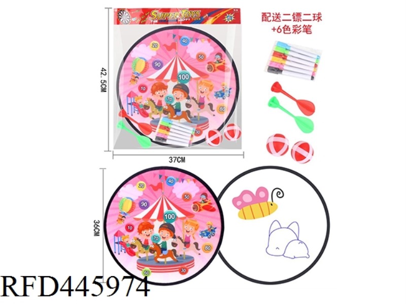 TWO IN ONE DRAWING BOARD DART TARGET (DIAMETER 36CM)