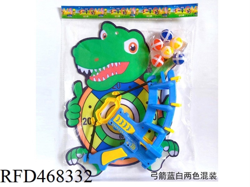 SHOOTING BOWS AND ARROWS WITH DINOSAUR TARGET STICKY BALL HOOK